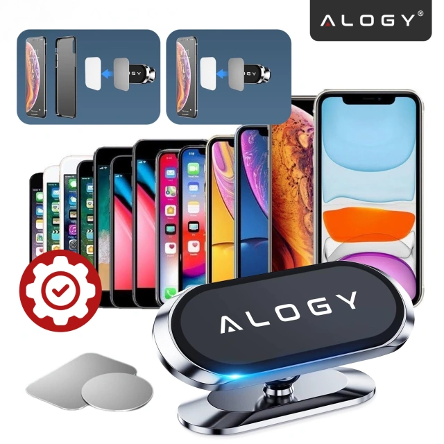 Uchwyt magnetyczny samochodowy Alogy do auta uniwersalny do telefonu na kokpit do deski Srebrny