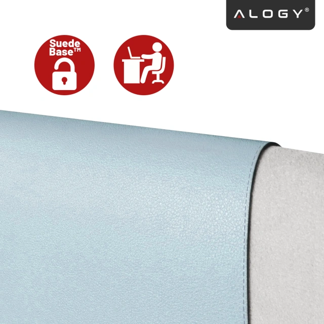 Podkładka na biurko 100×50 cm – antypoślizgowa mata ochronna z eleganckiej ekoskóry PU, pod mysz i klawiaturę, stylowa i trwała – Alogy WorkMat™ Niebieska