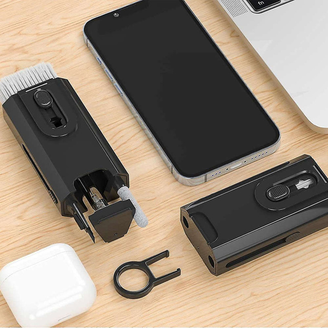 Alogy Czyścik wielofunkcyjny Zestaw do czyszczenia ekranu klawiatury Cleaner Set 8w1 do telefonów laptopów komputerów Czarny