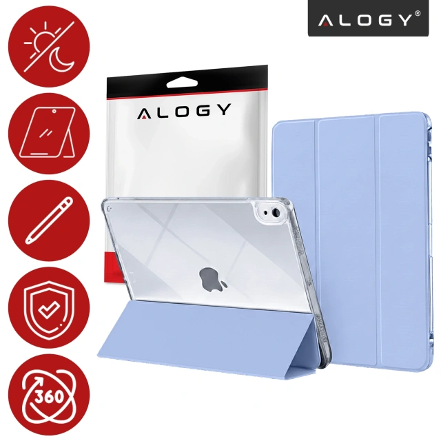 Etui do Apple iPad 11gen. 11" 2025 / 10gen. 10.9" 2022 – hybrydowa ochrona z miejscem na rysik, składana okładka z funkcją podstawki, precyzyjne dopasowanie – Alogy HybridBook™ Case Lawendowy