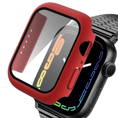 Alogy Etui do smartwatcha nakładka ze szkłem do Apple Watch 7 41mm Czerwona