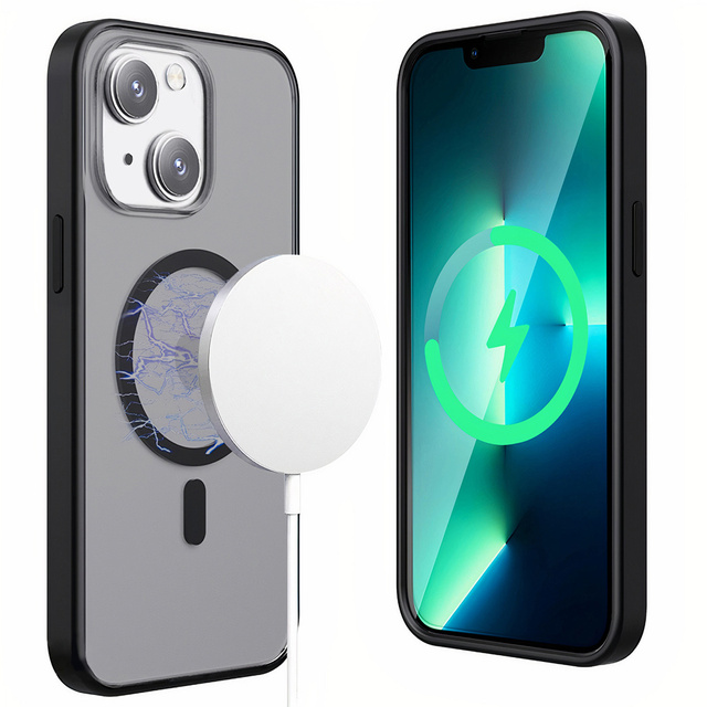 Alogy MagCase do MagSafe Etui matowe obudowa z pierścieniem magnetycznym do Apple iPhone 14 Czarne