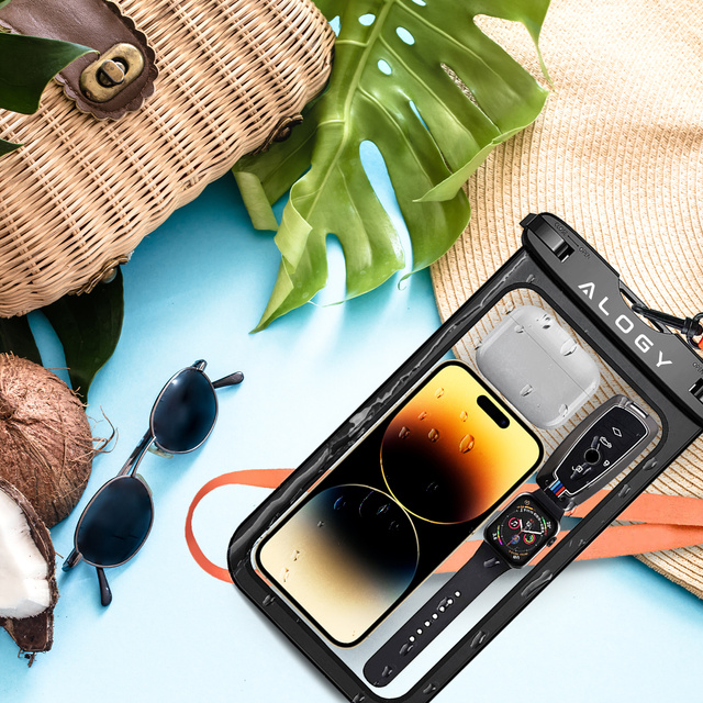 Alogy Etui wodoodporne Waterproof Case torba wodoszczelna uniwersalna IPX8 na telefon i akcesoria Czarne