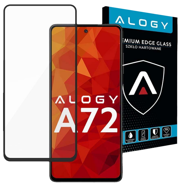 Alogy Szkło na ekran Full Glue case friendly do Samsung Galaxy A72 Czarne