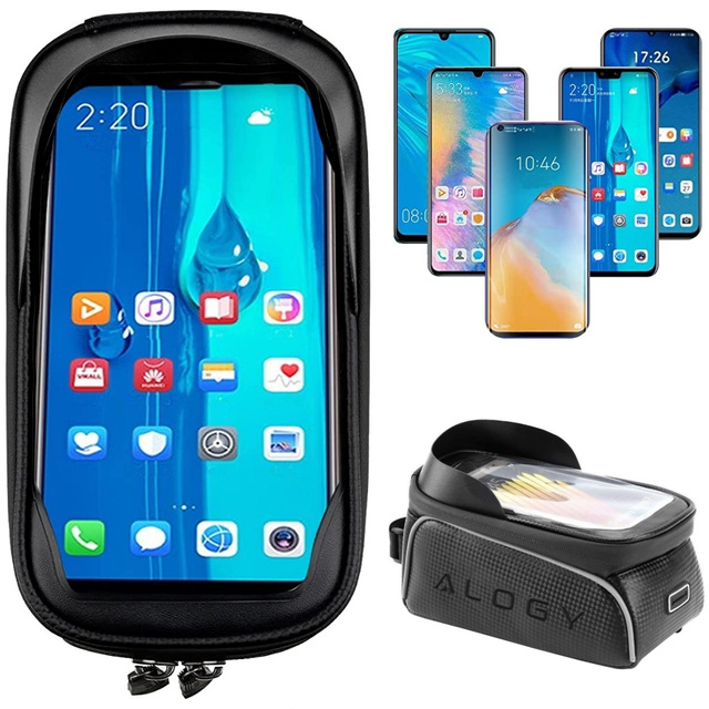 Alogy Sakwa 2L Torba rowerowa na rower uchwyt na telefon do 6.7" na ramę Czarna