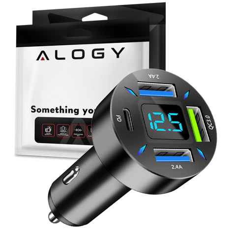 Alogy Ładowarka samochodowa Car Charger 66W 3xUSB 1xUSB-C Type C Szybkie ładowanie Quick Charge QC 3.0 PD