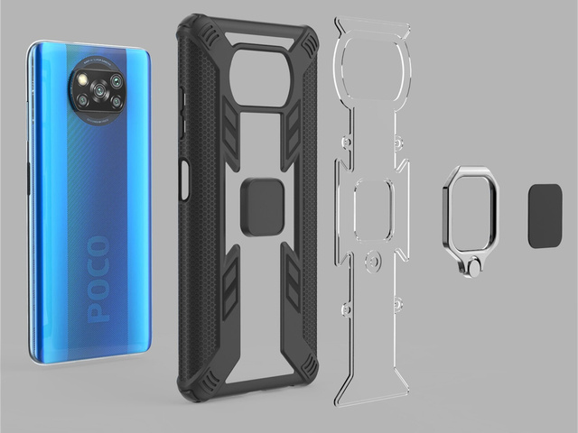 Alogy Pancerne etui Ring Carbon Holder do Xiaomi Poco X3 NFC