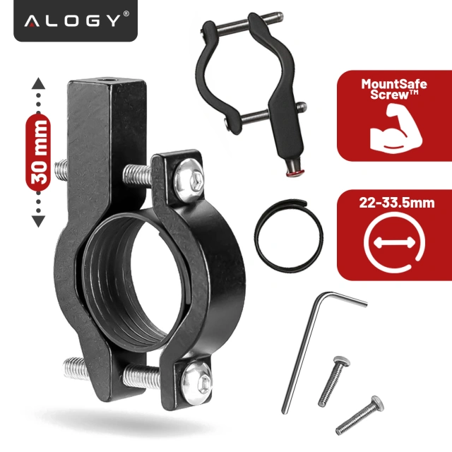 Alogy Uchwyt rowerowy Bike Phone Holder do telefonu 55-95mm na kierownicę na rower hulajnogę motor Czarny