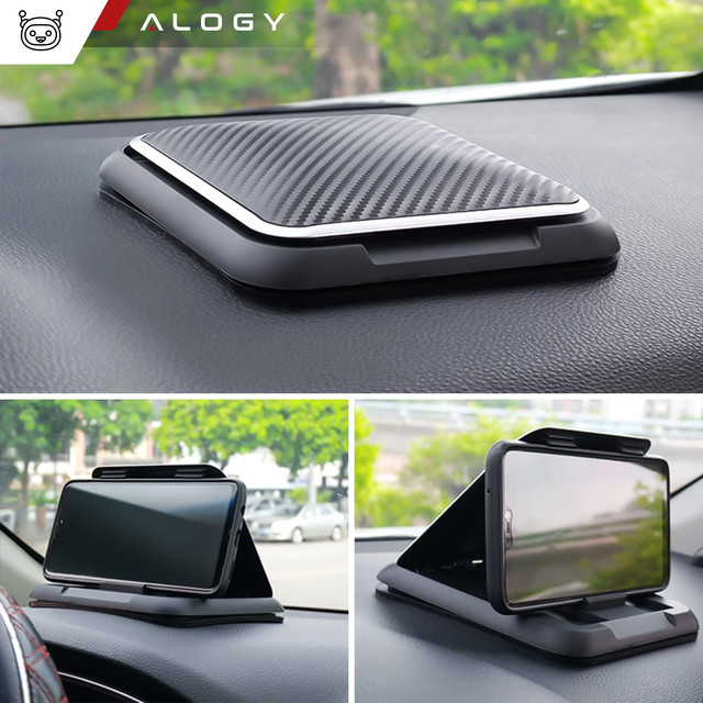 Alogy Carbon Car Holder Uchwyt samochodowy na kokpit deskę do auta podstawka na telefon do 6.8 cali GPS Czarny