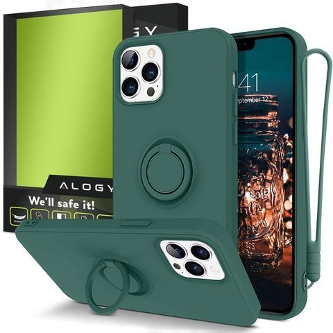 Alogy Etui silikonowe na telefon Ring Ultra Slim do iPhone 12 Pro Max 6.7 Zielone
