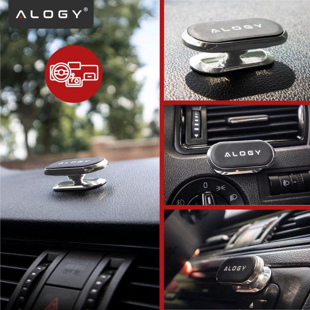 Uchwyt magnetyczny samochodowy Alogy do auta uniwersalny do telefonu na kokpit do deski Srebrny