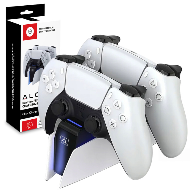 Alogy Podwójna stacja dokująca ładująca do kontrolera Pada do PlayStation 5 PS5 do 2 Padów Biała