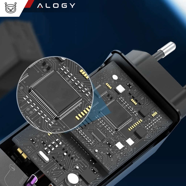 Alogy Ładowarka sieciowa szybka Quick Charge QC 3.0 USB-A + USB-C 65W Custom Fast Charger Black