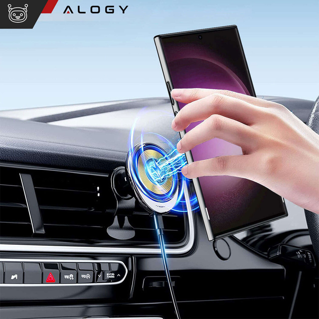 Alogy Etui do Samsung Galaxy S24 Ultra obudowa magnetyczne Ring Mag Safe Clear magnes do uchwytu Czarne przezroczyste