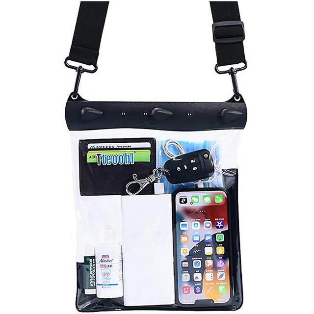 Alogy Etui wodoodporne duże Waterproof Case torba z paskiem na ramię uniwersalna na telefon tablet dokumenty 23x25 cm Czarne
