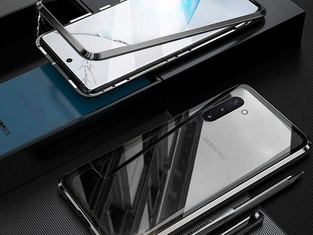 Etui na telefon magnetyczne Dr.Fit szklane do Galaxy Note 10 Srebrne