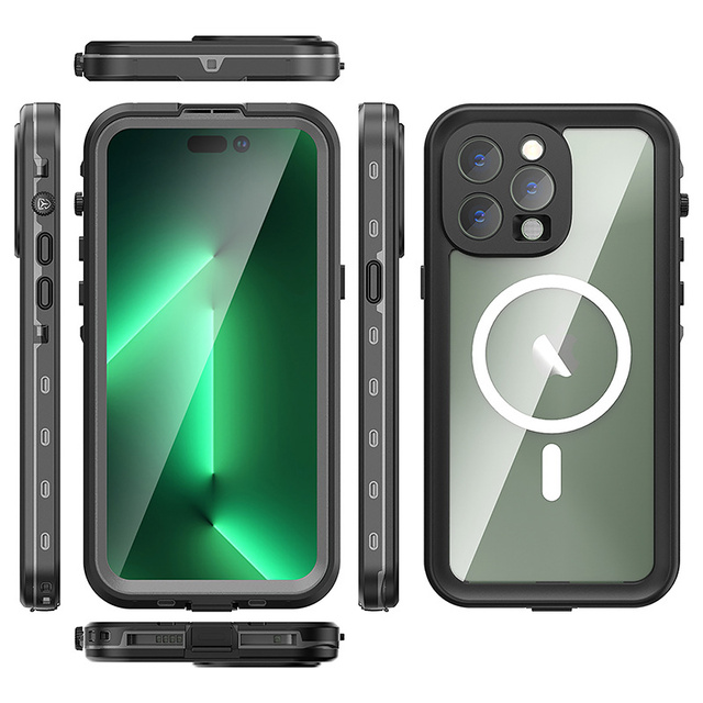 Pancerne Etui Alogy Wodoodporne IP68 Case z przezroczystym tyłem obudowa 360 do MagSafe do Apple iPhone 14 Pro