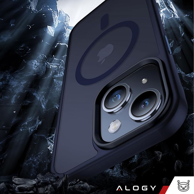 Alogy Etui ochronne do iPhone 15 Plus Ring Case obudowa na telefon do MagSafe Granatowe