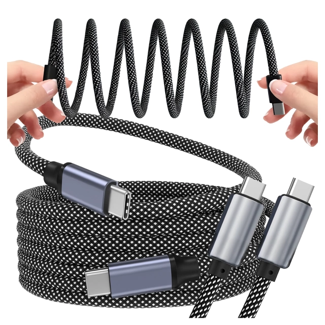 Kabel Zasilający USB-C do USB-C 65W 1m, Szybkie Ładowanie PD, Magnetyczny, Trwały i Elastyczny Przewód Kompatybilny z iPhone, MacBook i Android, Alogy MagiCharge™ – Czarny