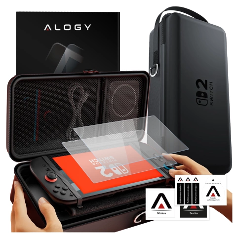 Pokrowiec do Nintendo Switch 2 2025 Torba Ochronna Duże Twarde Etui EVA, Kuferek, Wodoodporna, Lekka, z Uchwytami Alogy HardFoamBag™ – Czarna
