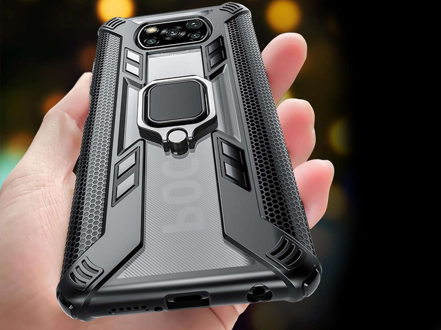 Alogy Pancerne etui Ring Carbon Holder do Xiaomi Poco X3 NFC