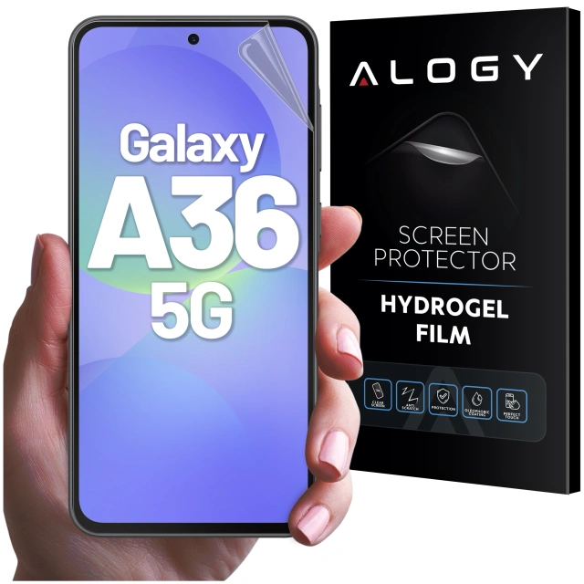 Folia hydrożelowa do Samsung Galaxy A36 5G – elastyczna ochrona ekranu, samoregeneracja, pełne dopasowanie i wysoka przejrzystość – Alogy Hydrogel Film™