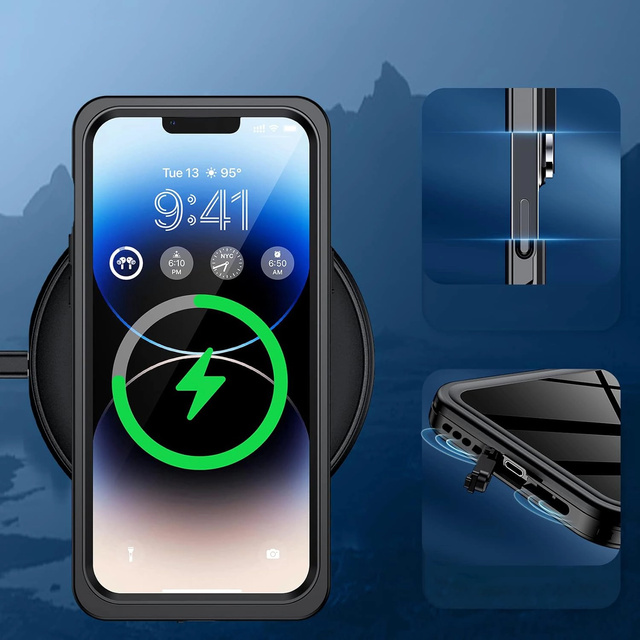 Alogy Etui do iPhone 14 wodoodporne pancerne 360 Case Hybrid ochrona aparatu obiektywów IP68 Waterproof czarne