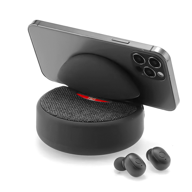 Alogy Zestaw grający 2w1 TWS przenośny Głośnik bezprzewodowy słuchawki Bluetooth BT Wodoodporny Czarny