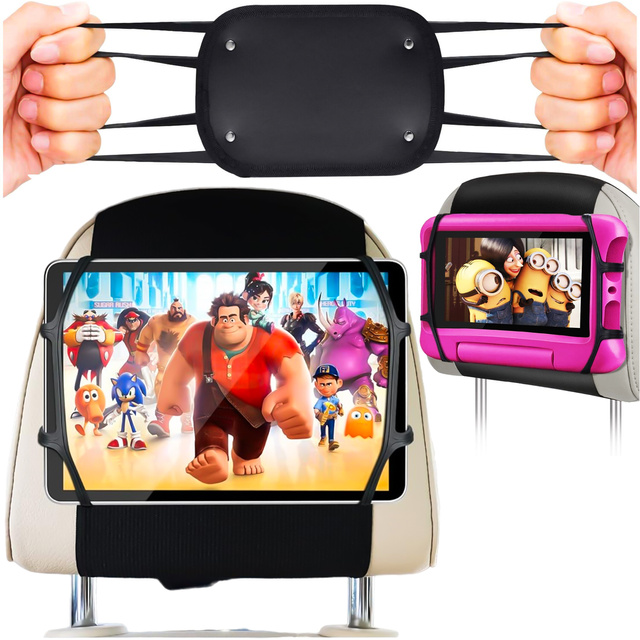 2x Alogy Car Holder Uchwyt samochodowy elastyczny na zagłówek do auta na rzep na telefon tablet czytnik czarny