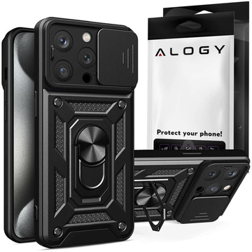 Alogy Etui ochronne Camshield Stand Ring z osłonką na aparat do iPhone 15 Pro Max
