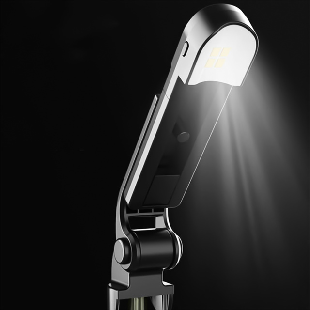 Alogy Uchwyt Bezprzewodowy Selfie Stick Bluetooth składany Tripod Mini statyw do telefonu z lampką LED