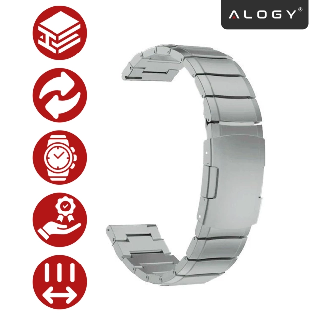 Alogy Bransoleta Steel Simple pasek stal nierdzewna do smartwatcha 20mm Srebrna