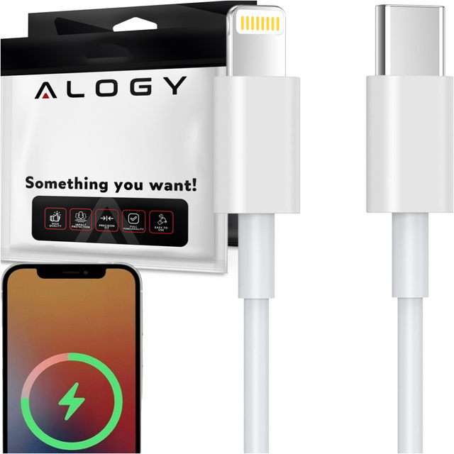 Alogy Kabel 2m Fast Charging Cable USB-C do Lightning do ładowania 20W White 