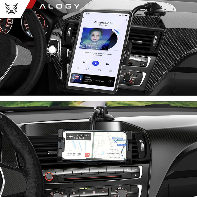 Alogy Uchwyt do samochodu auta Car Holder z długim ramieniem na telefon/ tablet 4-13 cali