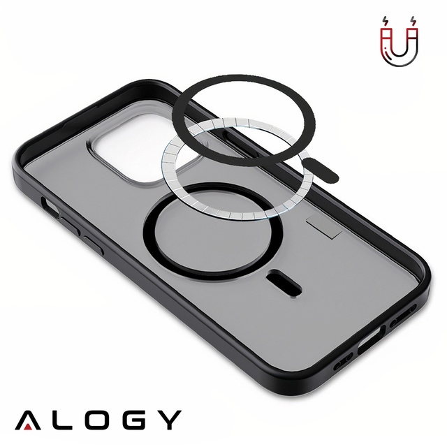 Alogy MagCase do MagSafe Etui matowe obudowa z pierścieniem magnetycznym do Apple iPhone 13 Pro Czarne