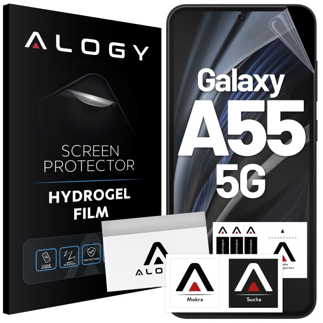 Folia hydrożelowa do Samsung Galaxy A55 5G – elastyczna ochrona ekranu, samoregeneracja, pełne dopasowanie i wysoka przejrzystość – Alogy Hydrogel Film™