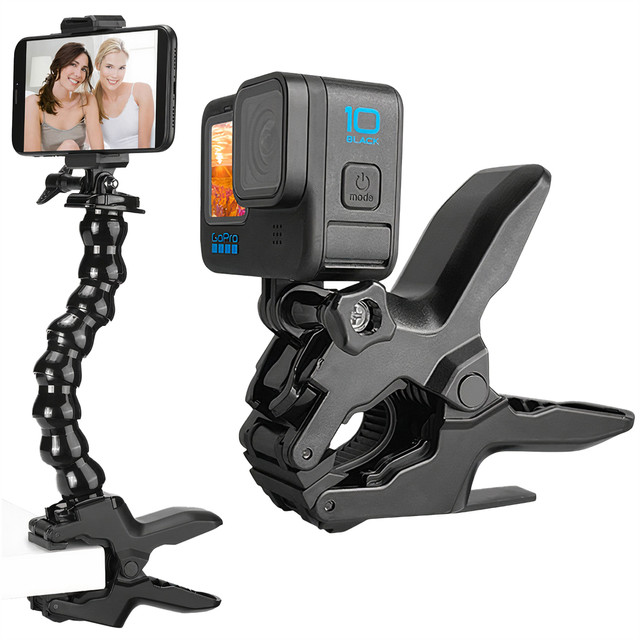 Alogy 2w1 Uchwyt do GoPro do Blatu biurka poręczy roweru Mocowanie do kamerki sportowej telefonu Czarny