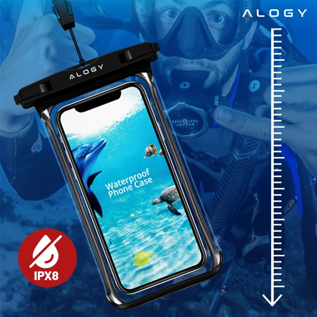 Etui wodoodporne Uniwersalne Alogy HydroShield™ IPX8 wodoszczelne uniwersalne do 6.5 Wodoodporna ochrona na plażę basen kajak Czarne