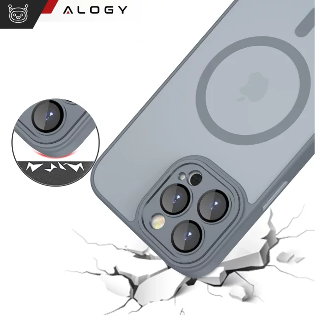 3w1 Zestaw Etui Hybrydowe + 2x Szkło hartowane do Apple iPhone 16 Pro Max obudowa ochronna Hybrydowe MagSafe z ochroną obiektywu case ochronne na telefon Alogy 3in1 Case Pack Titanium Szare