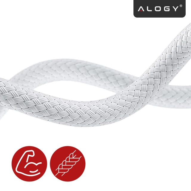 Kabel zasilający USB-C do MagSafe 3 – szybkie ładowanie 140W, przewód 2 m, do Apple MacBook, wytrzymały i bezpieczny – Alogy PowerLink™ Biały