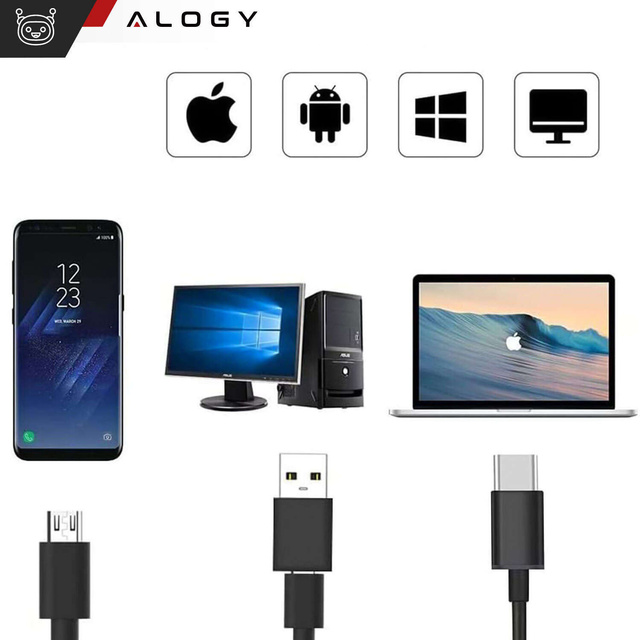 Alogy Hard Wire Kamera inspekcyjna endoskopowa micro USB + USB-C + USB Full HD 5m 8mm Endoskop