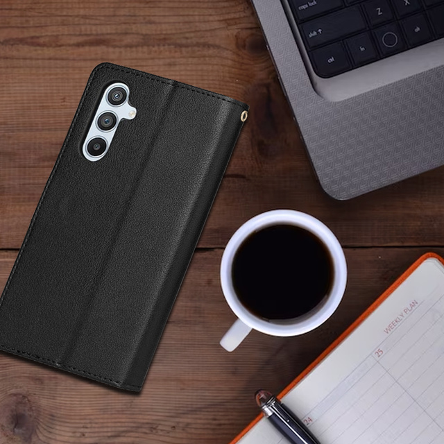 Alogy Etui ochronne z klapką skórzany portfel Wallet Case obudowa na telefon do Samsung Galaxy A34 Czarny