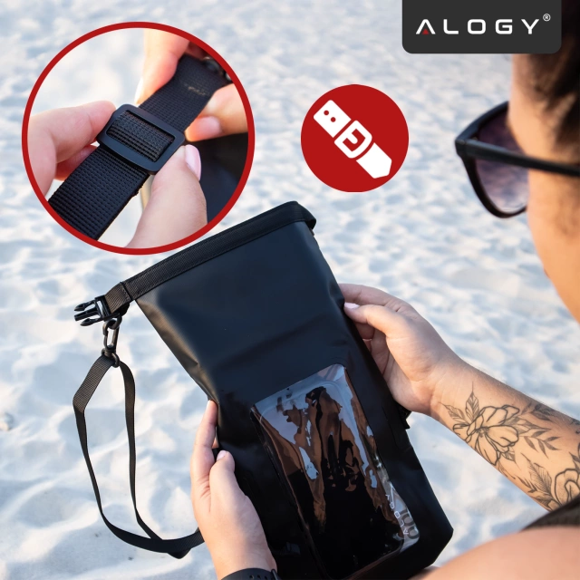 Alogy Sakwa Etui wodoodporne na telefon duża torba worek Case Waterproof Czarne