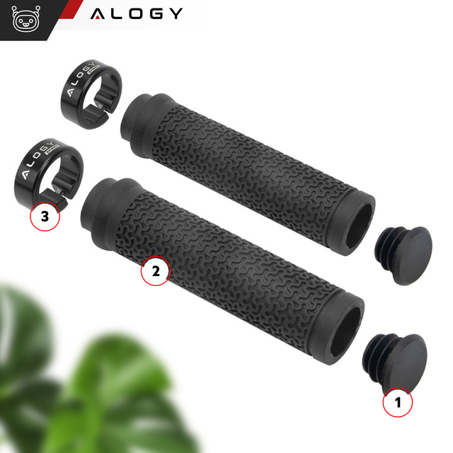 Alogy Chwyty gripy rowerowe rączki do kierownicy roweru ergonomiczne na rower MTB Sport Czarne [2szt]