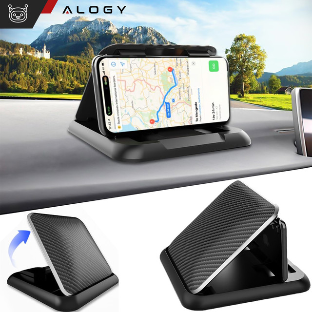 Alogy Carbon Car Holder Uchwyt samochodowy na kokpit deskę do auta podstawka na telefon do 6.8 cali GPS Czarny