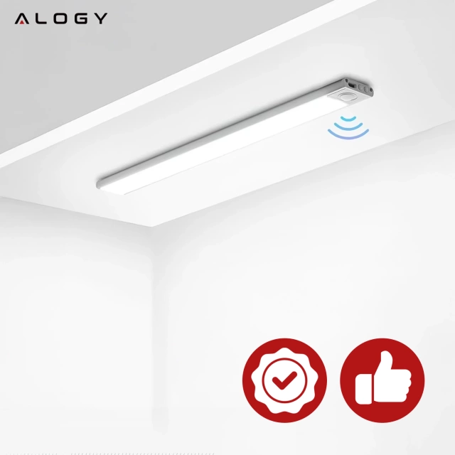Lampka szafkowa z czujnikiem ruchu Listwa Alogy Motion Sensor LED Light 20cm do garderoby szafy kuchni Srebrna