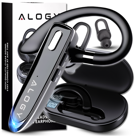 Słuchawka Bluetooth dla kierowcy bezprzewodowa zestaw z etui ładującym zestaw słuchawkowy Alogy Czarna