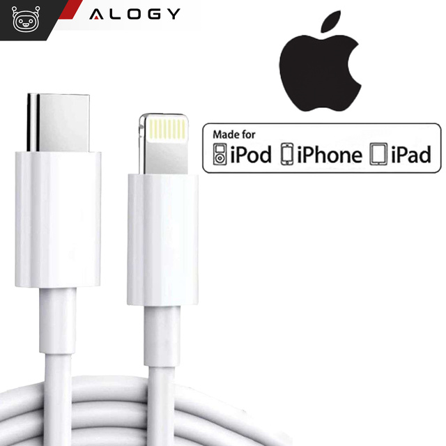 Alogy Kabel 2m Fast Charging Cable USB-C do Lightning do ładowania 20W White 
