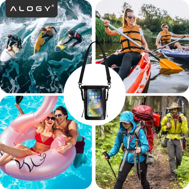 Alogy Sakwa Etui wodoodporne na telefon duża torba worek Case Waterproof Czarne