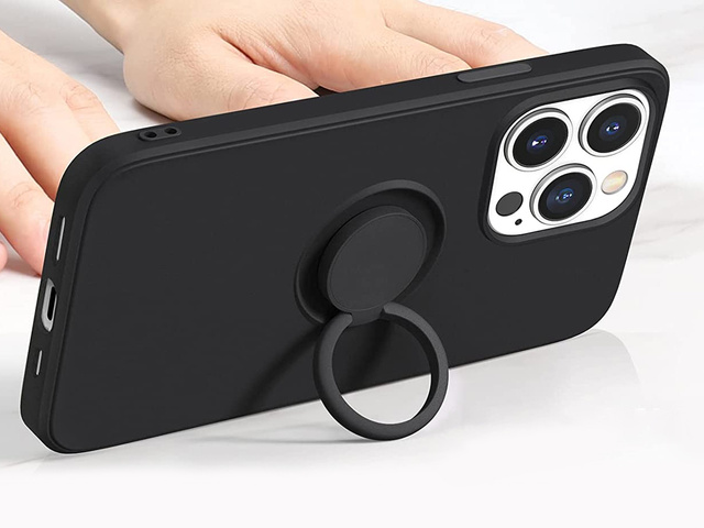 Alogy Etui silikonowe na telefon Ring Ultra Slim do Apple iPhone 13 Pro Czarne